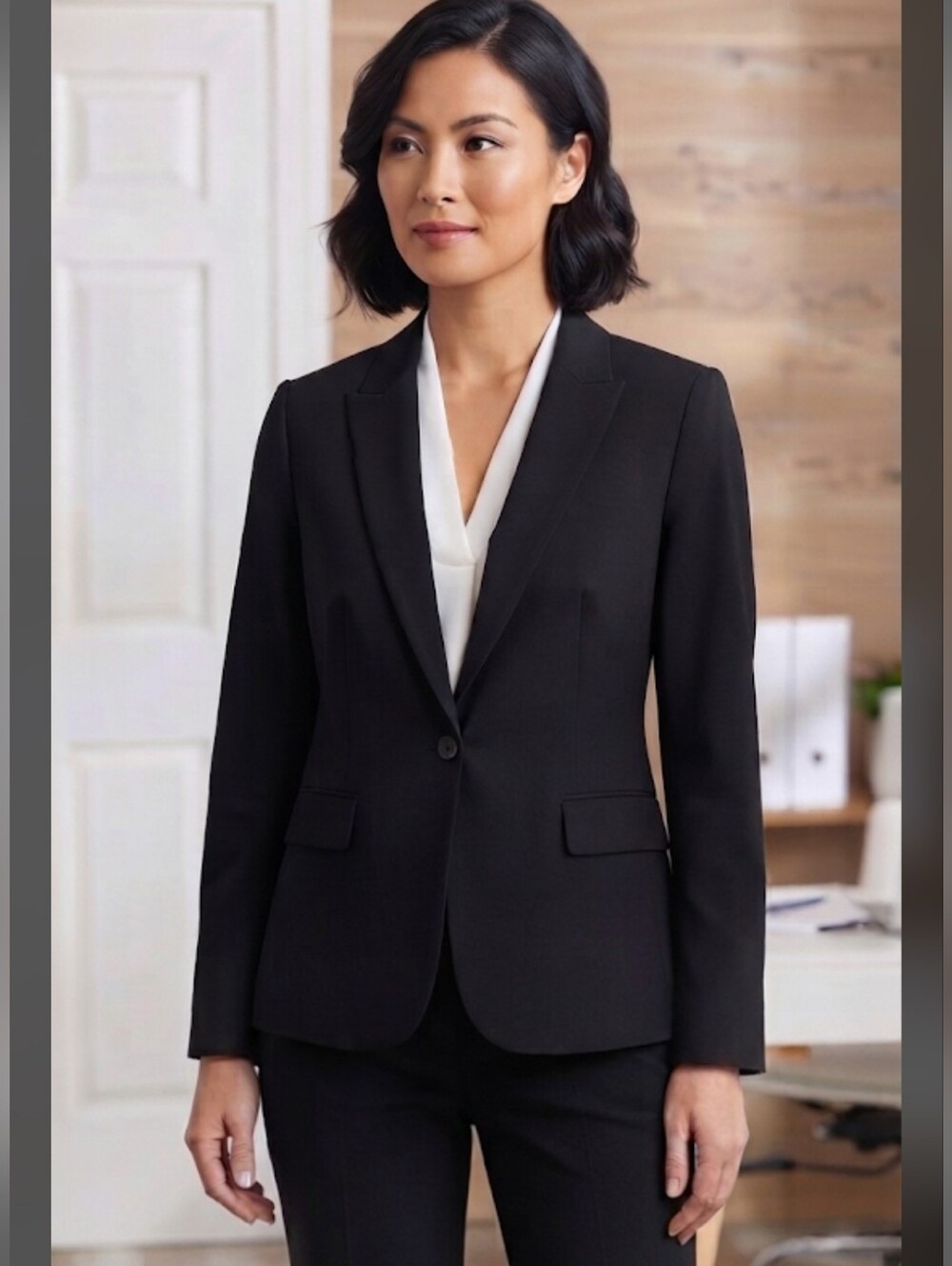 Nue Options Single-Button Black Professional Suit Blazer Jacket